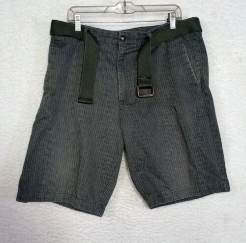 Vintage Volcom Belted Striped Skater Shorts Y2K Baggy Men's Size 36 Gray - Picture 12 of 18