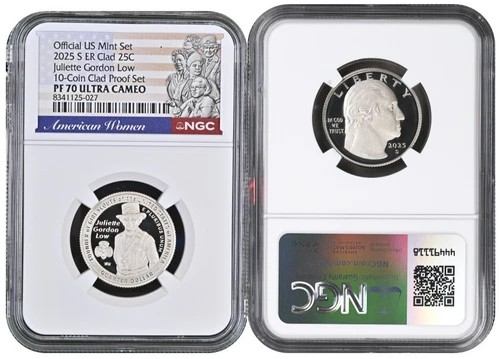 2025 S Clad Quarter 25C Juliette Gordon Low 10 Coin Proof NGC PF70 UCameo ER