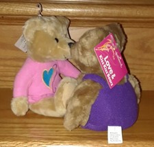 Hallmark Vintage "Love and Kiss" Magnetic Kissing Plush Bears 9" NEW Valentines