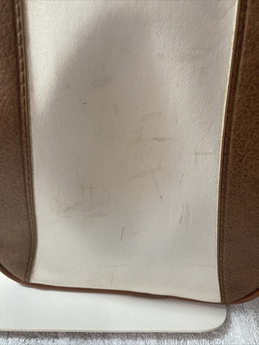 Borsa palla da bowling vintage, marca??? Pullmatic su cerniera, bianco e marrone - Foto 6 di 13