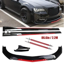 Front Bumper Lip Splitter Spoiler Side Skirt Bod Kit For Chrysler 300 SRT