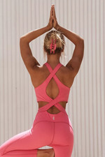 NEW FREE PEOPLE FP MOVEMENT PINK BACK IT UP ONE PIECE JUMPSUIT SZ S SMALL