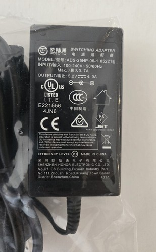 Genuine KRAMER HONEYWELL HOIOTO ADS-25NP-06-1 05221E Switching Adapter 5.2V 4A - Picture 7 of 7