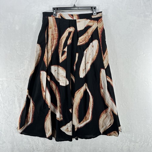 DKNY Skirt Womens L Black Abstract Brush Strokes Midi Full Zip Up Contemporary - 第 1/11 張圖片