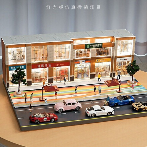 1/64 Diorama Auto Garage Modell LED Beleuchtung Stadt Straßenansicht Szene Baumodell - Bild 59 von 66