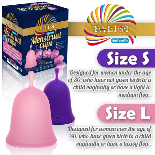 Talisi Menstrual Cups & Feminine Silicone Sterilizer Copa Period Large Small Set - Picture 3 of 9