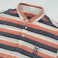 Matte Grey Polo Shirt Mens Medium TPC Sawgrass Striped Golf Performance