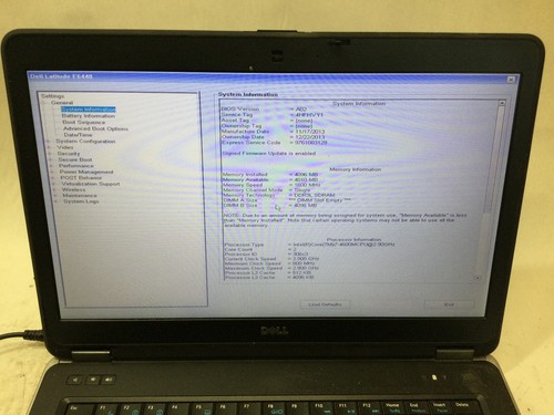 DELL LATITUDE E6440 - BOOTS TO BIOS - INTEL I7 4600M - 4GB RAM - READ DESCRIP-BB - Picture 3 of 7