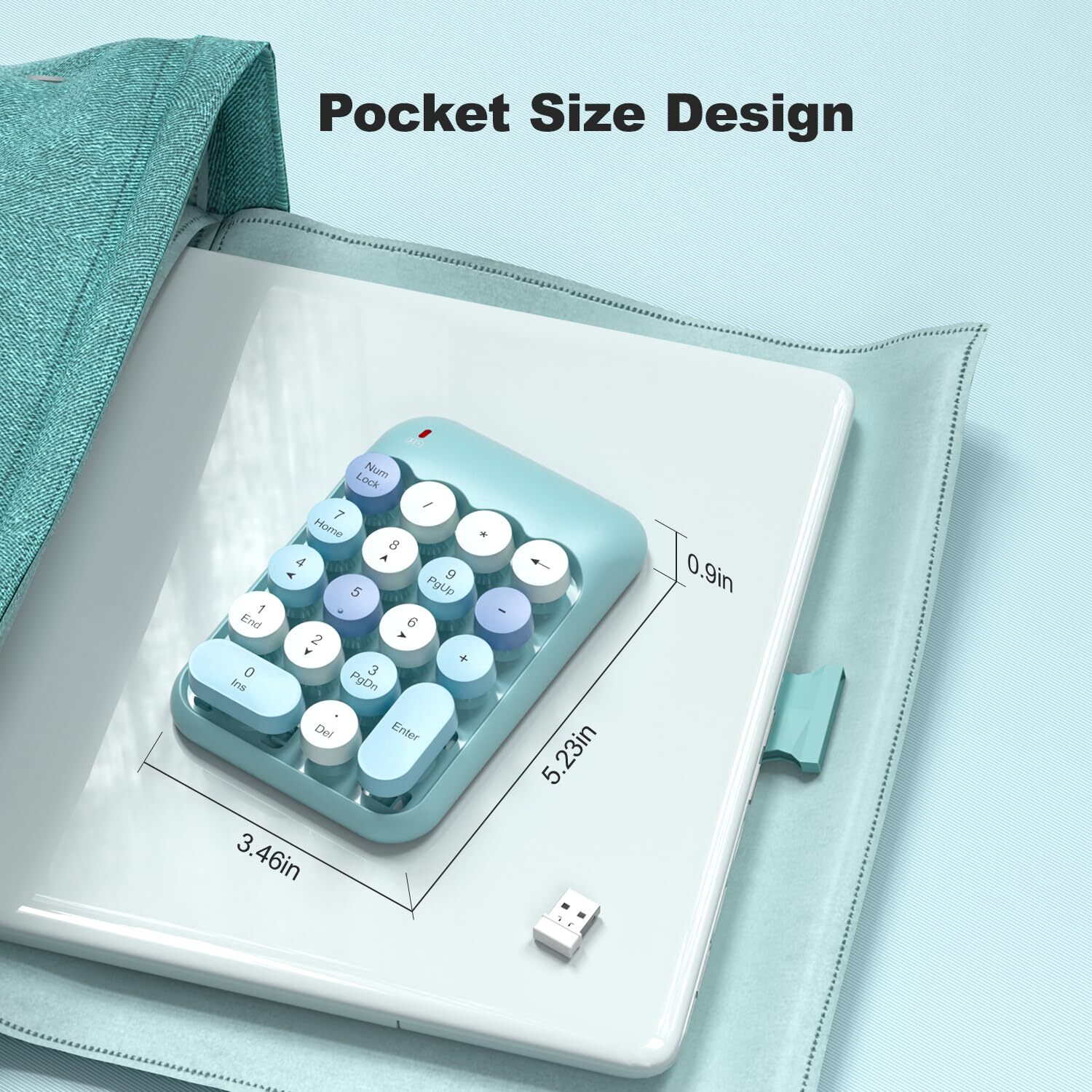 Wireless Number Pads Cute Colorful Numeric Keypad Numpad Portable 2.4 GHz Fin...