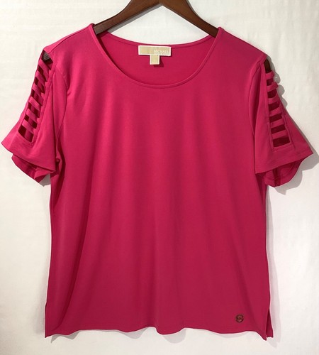 Blusa Top Mujer Michael Kors Talla XL Color Fucsia Decorativa Mangas Cortas - Imagen 7 de 11