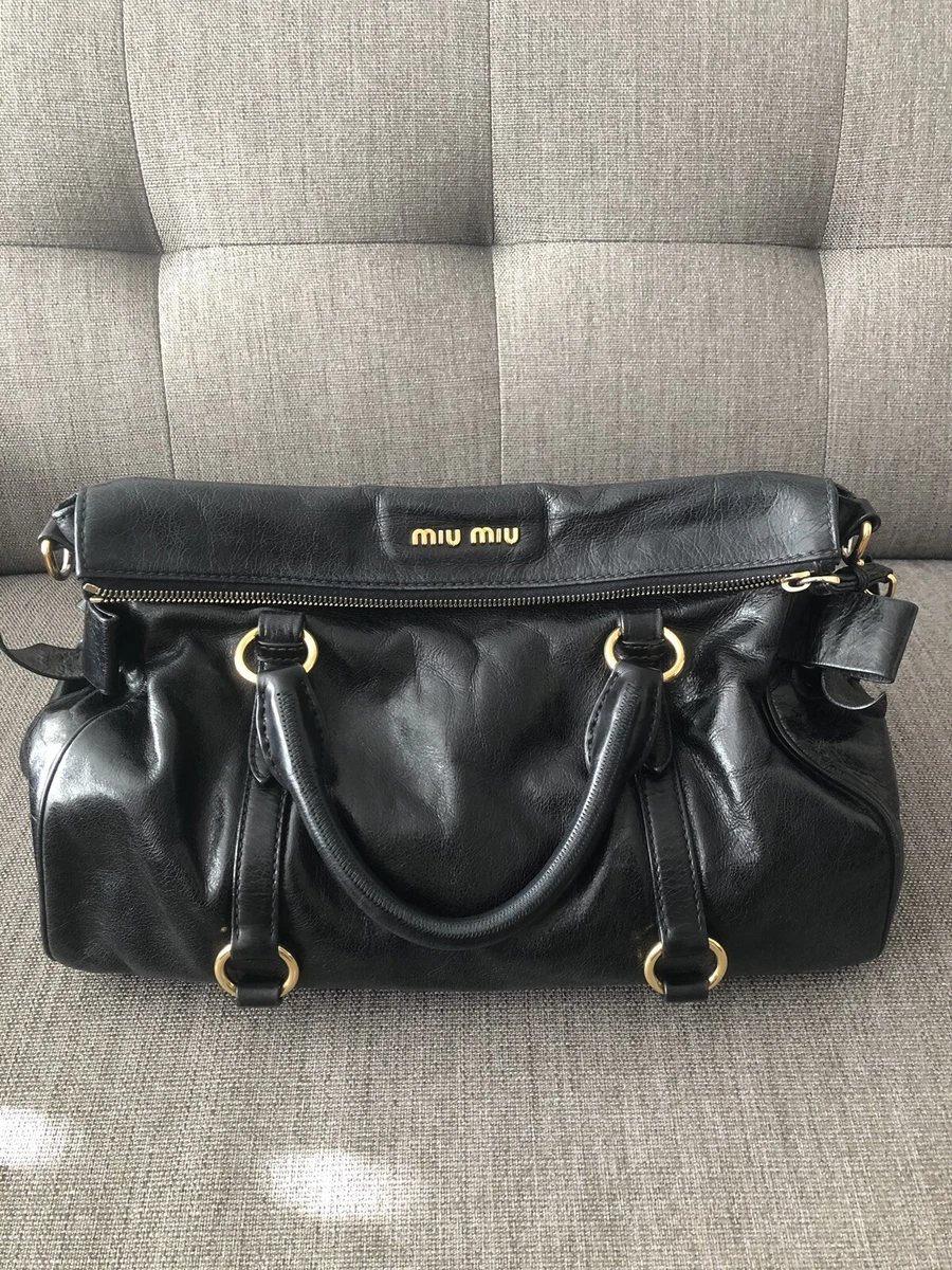 Miu Miu Vitello Lux Large Bow Satchel (SHF-15829) – LuxeDH