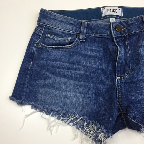 PAIGE Robyn Wash KEIRA Short Raw Frayed Hem Distressed Denim Shorts Womens sz 26 - Picture 5 of 9