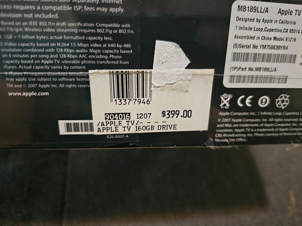 RARE MAC + PC Apple TV (1st Generation) 160GB Media Streamer. A1218. NEW SEALED. - Image 3 of 4