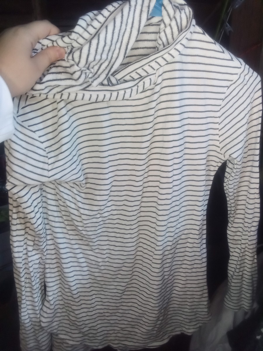 daily ritual small women's black and white striped hoodie