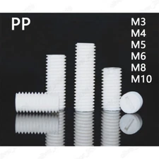 PP Polypropylene Plastic Slotted Set Screws With Flat Point M3 M4 M5 M6 M8 M10