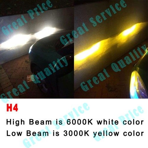 Dual Color H4 LED Headlights Bulbs Light Fog Hi-Lo Beam Kit HID Yellow & White - Picture 3 of 12