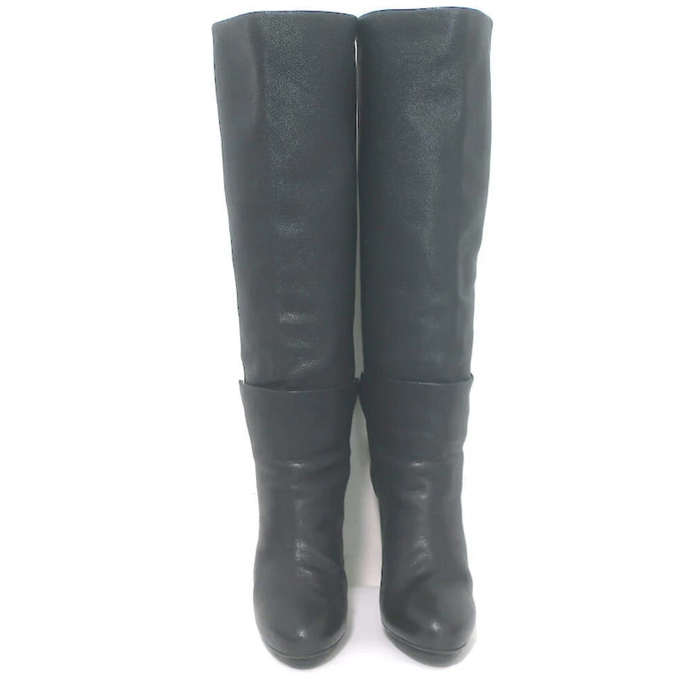 Balenciaga Buckle-Detail Knee High Platform Boots Black Pebbled Leather Size 38 - Image 4 of 4