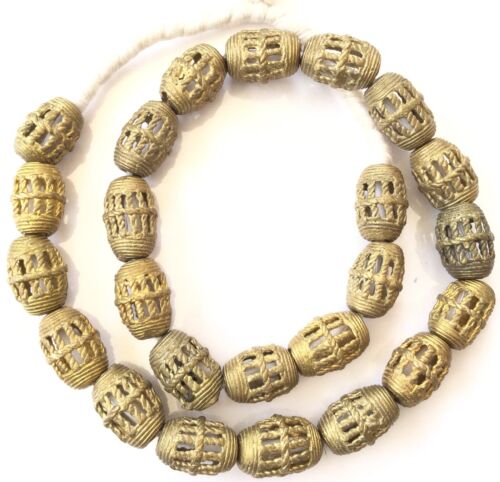 Authentic African lost Wax natural OvalBrass African trade Beads-Ghana  - Picture 1 of 4