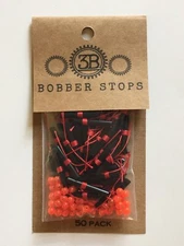50 Pack String Slip-Knot Bobber Stops Red with Red Beads New