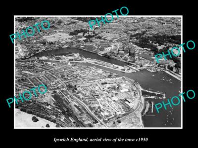 OLD 8X6 HISTORIC PHOTO OF EVESHAM ENGLAND AERIAL VIEW OF THE TOWN c1950