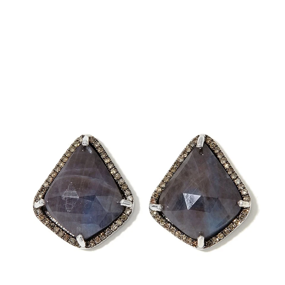 Pendientes llamativos de plata de ley con diamantes y zafiros champán y rarezas Foto 2 de 4