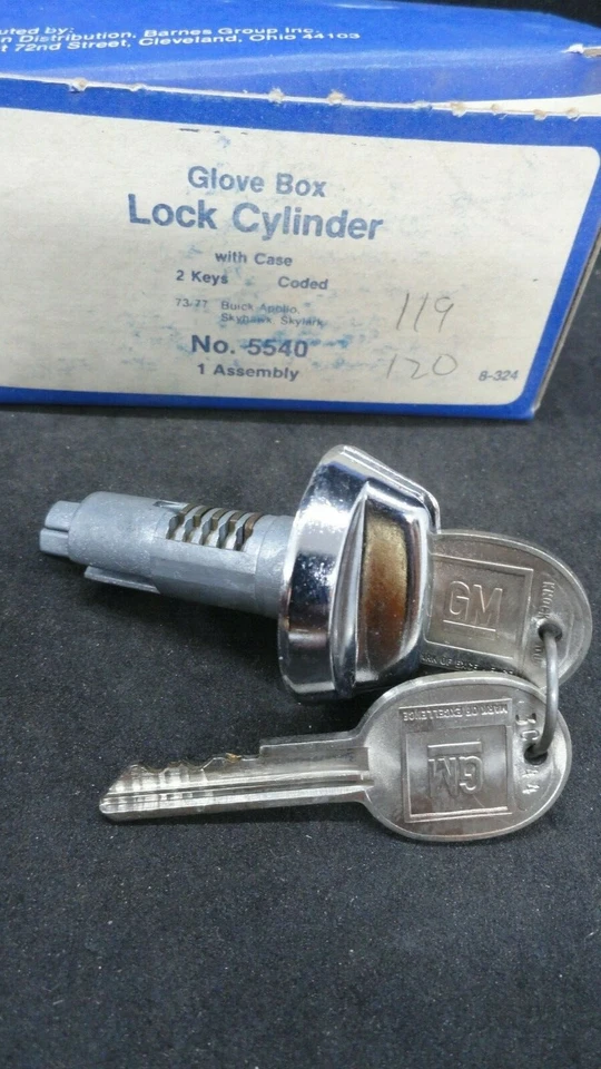 1973-77 BUICK APOLLO SKYHAWK SKYLARK ПЕРЧАТОЧНЫЙ ЯЩИК ЗАМОК ЦИЛИНДР И КЛЮЧИ - Изображение 2 из 4