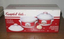 Vintage Campbell Soup Kids Set of 2 Covered Ramekins 1990