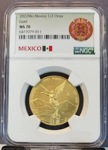 2022 MEXICO 1/2 ONZA GOLD LIBERTAD NGC MS 70 SCARCE PERFECTION