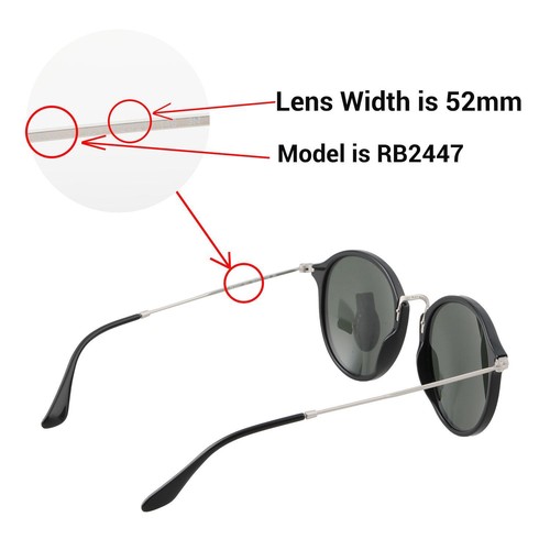 Walleva Black Polarized Replacement Lenses For Ray-Ban RB2447 52mm Sunglasses - Picture 4 of 9
