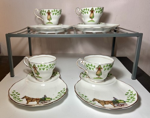 Piatti vintage Royal Standard Bone China Emerald Isle tazza da tè e snack - 4 set da 2 - Foto 10 di 10