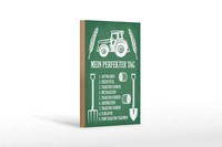 Holzschild Spruch 12X18 Cm Mein Perfekter Tag Traktor Deko Schild Wooden Sign