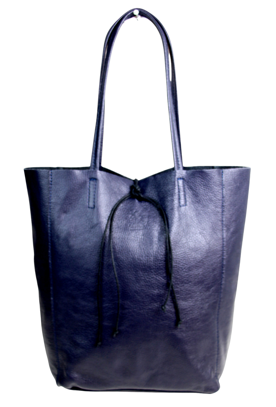 ROOMY Vera Pelle ITALY NAVY BLUE REAL LEATHER TOTE HOBO SHOULDER