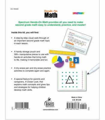 Spectrum Hands-on 2nd Grade Math Workbook, Activity Book for Kids Ages 7 to 8 Wi