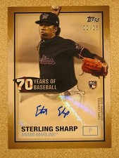 2021 TOPPS 70 YEARS OF BASEBALL #70YA-SS STERLING SHARP AUTO GOLD PARALLEL 02/25