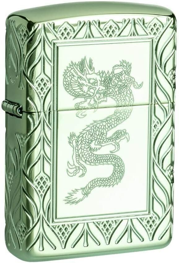 Zippo Armor High Polish Green Elegant Dragon 49054 | eBay