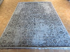 10 X 14 Hand Knotted Gray Tone On Tone Wool & Silk Oriental Rug G2930