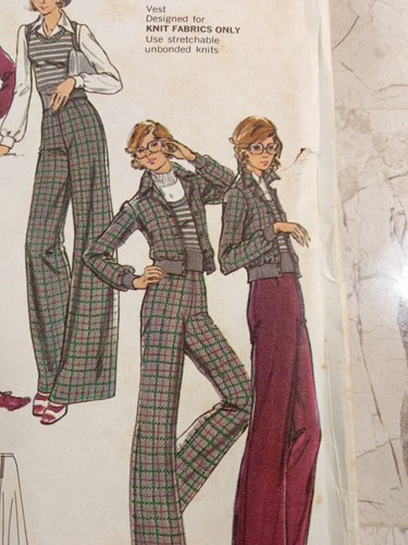 Butterick 3247 Vintage 70er Weste Jacke Rippband Rock Schlag Maxi Midi Hose 16 UNCUT - Bild 5 von 9