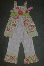 Peaches 'n Cream Girls 2 Piece Set Tunic  Pants - Size 7 - NWT