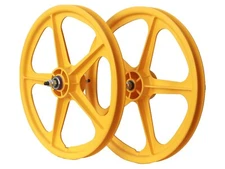 Skyway BMX 20" Tuff Wheels YELLOW retro NEW wheelset sealed bearings 3/8 axle