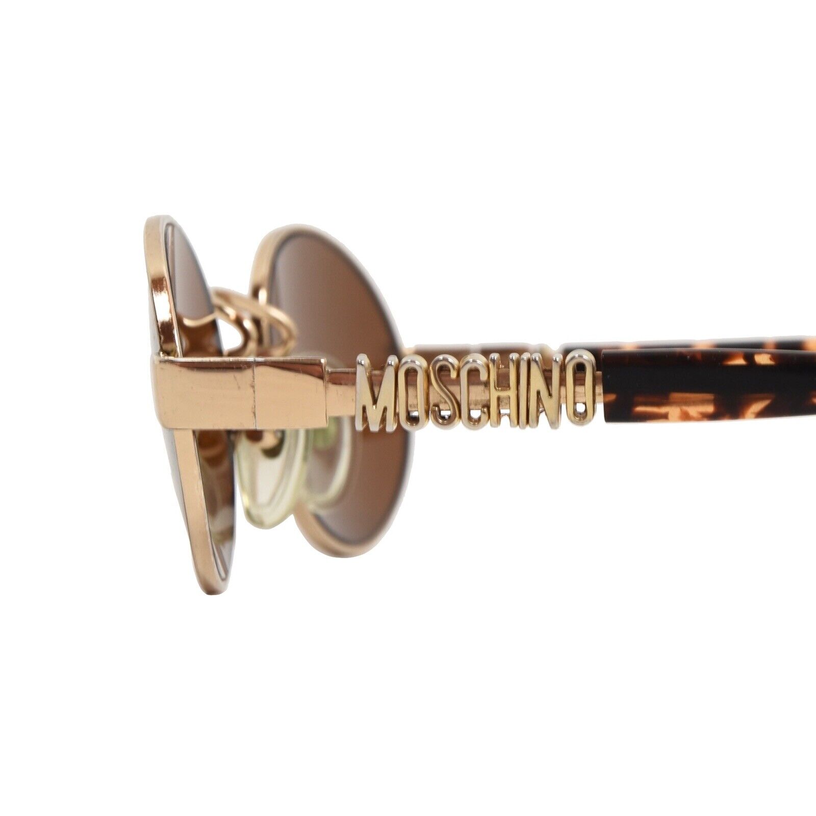 MOSCHINO x Persol VINTAGE Sonnenbrille MM523 Spellout Rund Gold Made Italy ‘90s