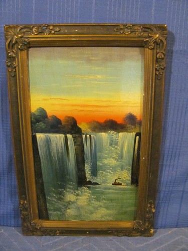 Antique Oil Painting Niagara Falls New York - Picture 12 of 12