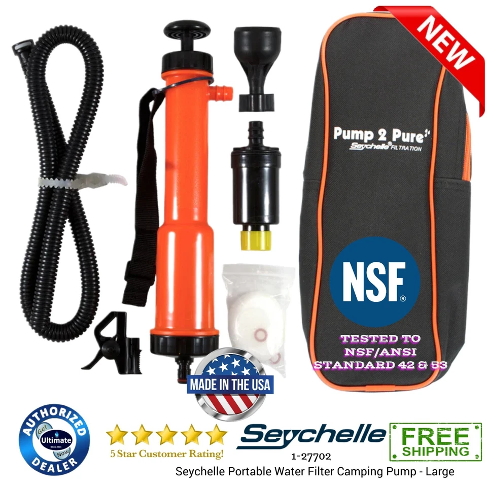 Bomba de camping con filtro de agua portátil - grande