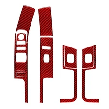 11Pcs Window Lift Switch Panel Trim For Silverado SIERRA 14-18 Red Carbon Fiber