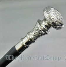 Designer Walking Cane Wooden Walking Stick Silver Brass Handle Knob Gift