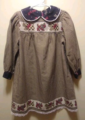 Black & White Check  4-5-6T Girls Red Scottie Dog Print Dress 