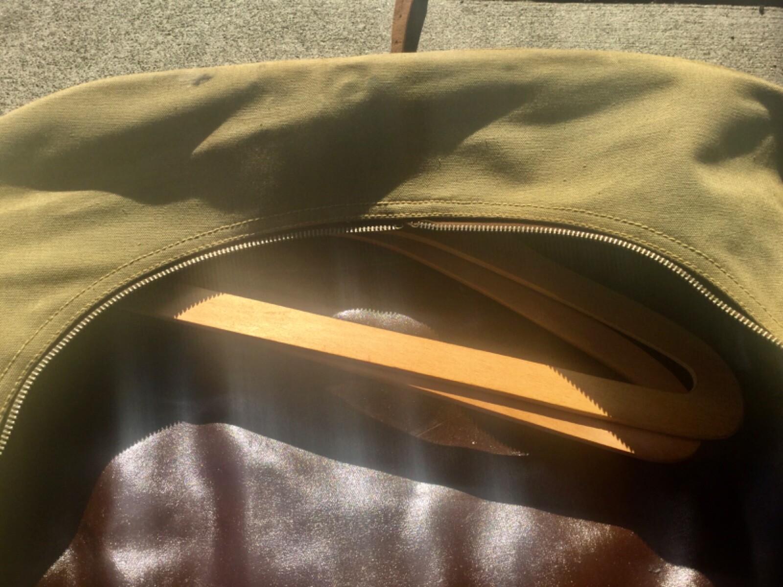 Vintage U.S. Military Olive Green Canvas Uniform Garment Bag Great