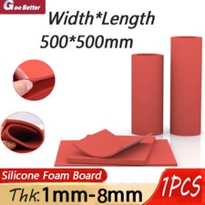 1mm-8mm Thk Heat Press Silicone Sponge Rubber Sheet Plate Pad Red High Temp