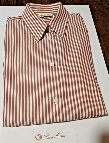 Loro Piana Brown & White Striped Shirt/Blouse Size 44 Euro / 8 USA