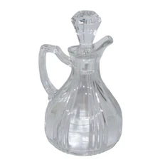Vintage Crystal Glass Oil & Vinegar Cruet Bottle With Stopper Clear Glass