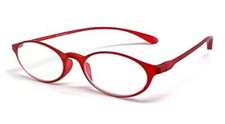 Calabria 719 Unisex Oval Lightweight Flexie Reading Glasses in Red 4.50 46 mm